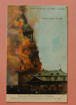 Ansichtskarte AK Hamburg 1906 Michel Michaelis Kirche Turm Einsturz Brand Katastrophe Architektur Ortsansicht